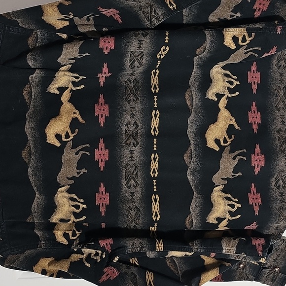 Gallop‎ Black Western Horse Print Shirt. Size Large 100% Cotton - Picture 6 of 6